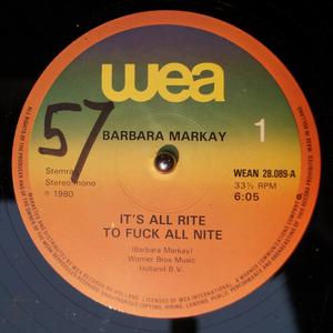 Front Cover Single Barbara Markay - It's All Rite To Fuck All Nite