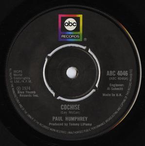 Front Cover Single Paul Humphrey - Cochise