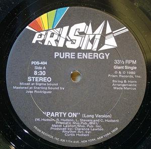 Front Cover Single Pure Energy - Party On