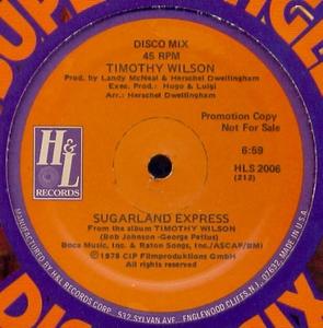 Front Cover Single Timothy Wilson - Sugarland Express