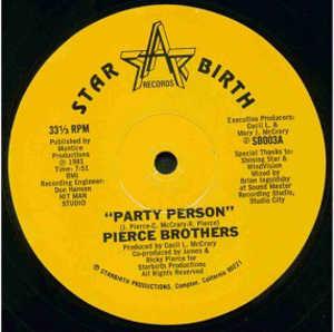 Front Cover Single Pierce Brothers - Party Person