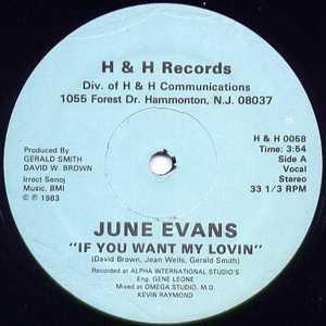 Front Cover Single June Evans - If You Want My Lovin'