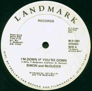Front Cover Single Simon And Mcqueen - I'm Down If You're Down