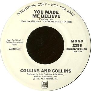 Front Cover Single Collins And Collins - You Made Me Believe