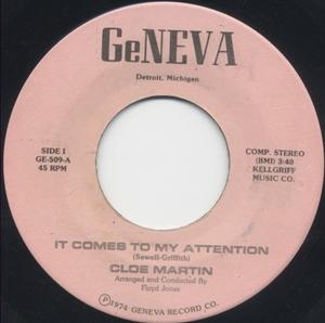 Front Cover Single Cloe Martin - It Comes To My Attention