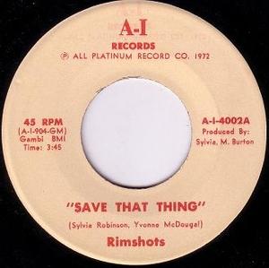 Front Cover Single The Rimshots - Save That Thing
