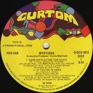 Front Cover Single Mystique - Keep On Playing The Music
