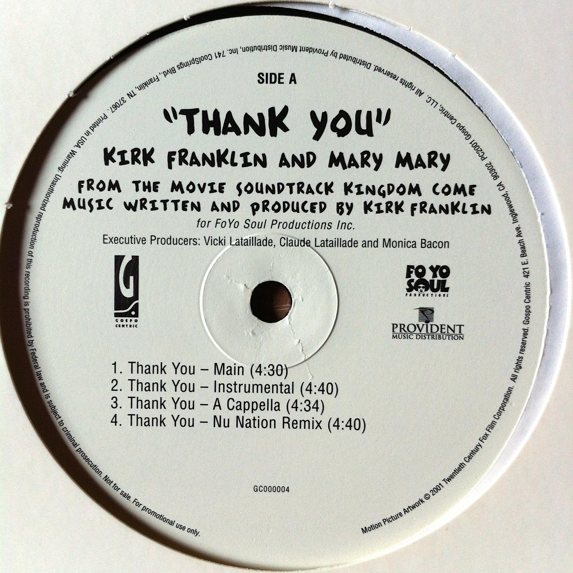 Front Cover Single Kirk Franklin - Thank You Featuring Mary Mary