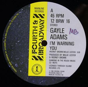 Front Cover Single Gayle Adams - I'm Warning You