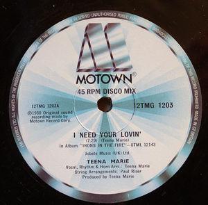 Front Cover Single Teena Marie - I Need Your Loving