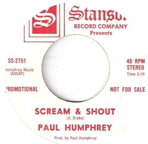 Front Cover Single Paul Humphrey - Scream & Shout