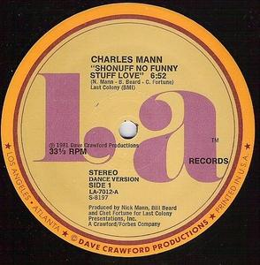 Front Cover Single Charles Mann - Shonuff No Funny Stuff Love