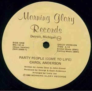Front Cover Single Carol Anderson - Party People (Come To Life)