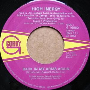 Front Cover Single High Inergy - Back In My Arms Again