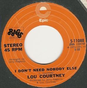 Front Cover Single Lou Courtney - I Don't Need Nobody Else
