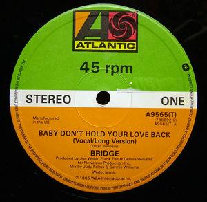 Front Cover Single Bridge - Baby Don't Hold Your Love Back