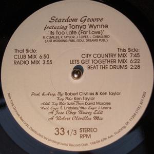 Front Cover Single Stardom Groove - It's Too Late (for Love) Feat. Tonya Wynne