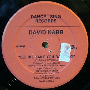 Front Cover Single David Karr - Let Me Take You Dancing