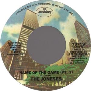 Front Cover Single The Joneses - Name Of The Game