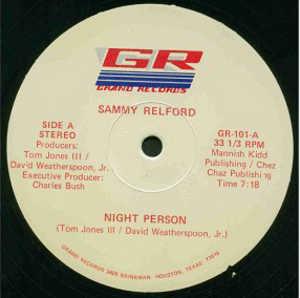 Front Cover Single Sammy Relford - Night Person