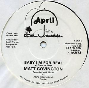 Front Cover Single Matt Covington - Baby I'm For Real