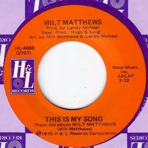 Single Cover Milt - This Is My Song Matthews